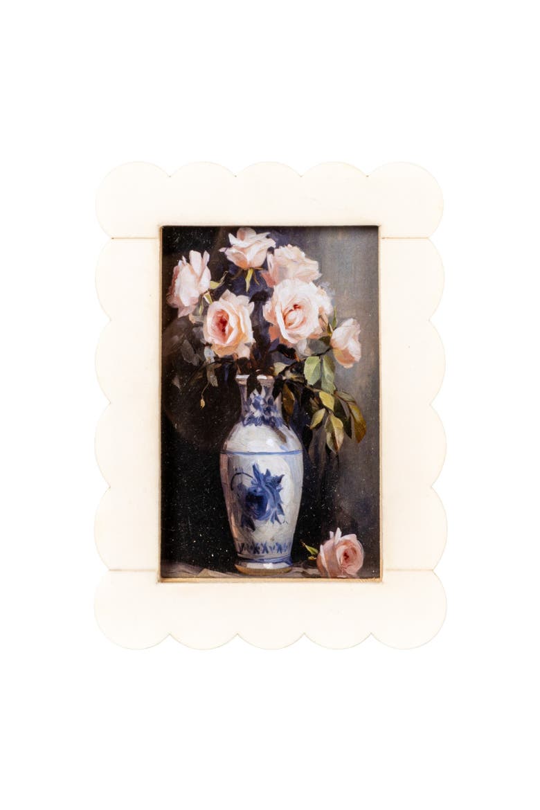 Resin and Wood Scalloped Photo Frame, White, Alternate, color, White