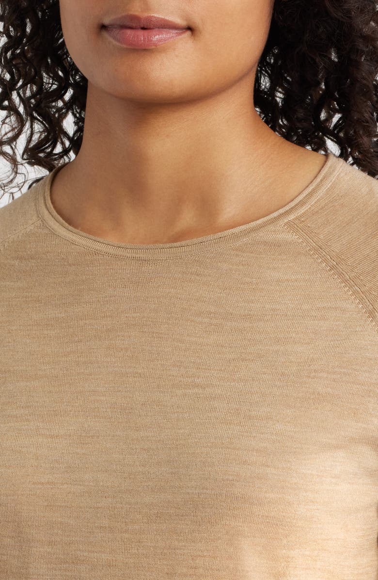 Eileen Fisher Crewneck Wool Sweater, Alternate, color, Biscuit