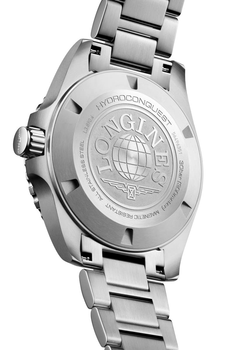 Longines HydroConquest GMT Automatic Bracelet Watch, 43mm, Alternate, color, Black