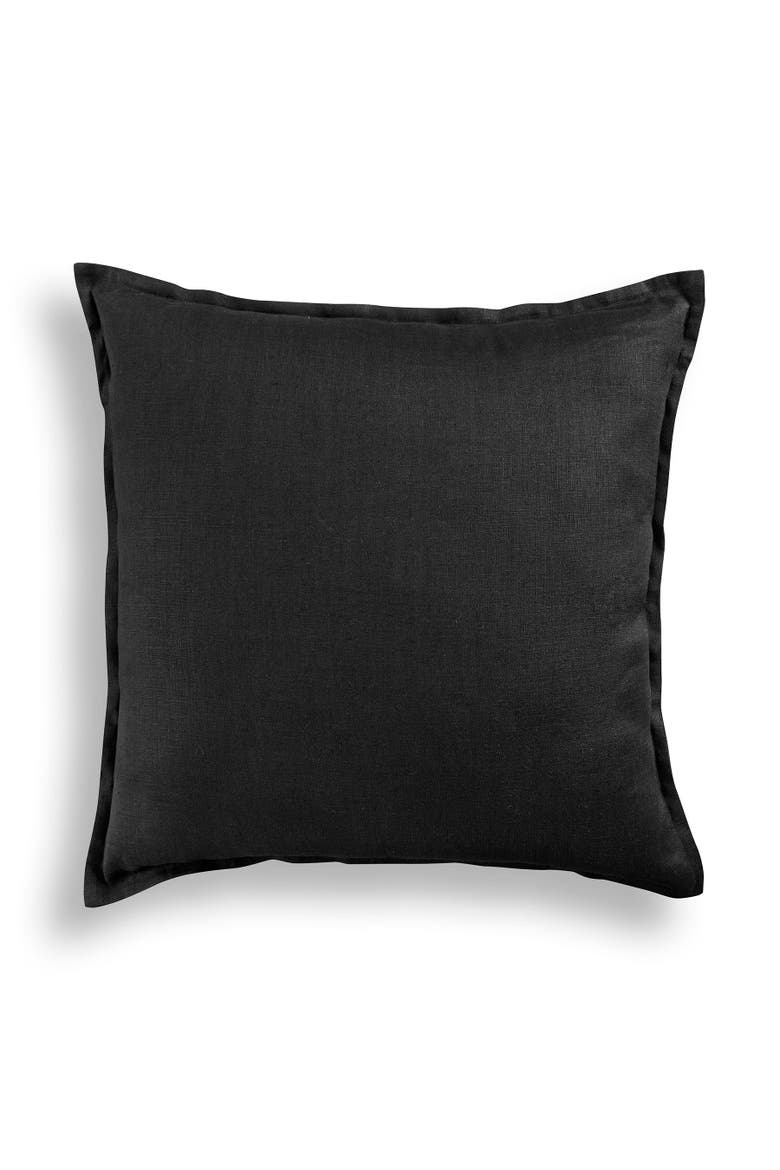 Linen Throw Pillow Cover with Invisible Zipper, 20 x 20 Inches - Santa Barbara, Main, color, Black