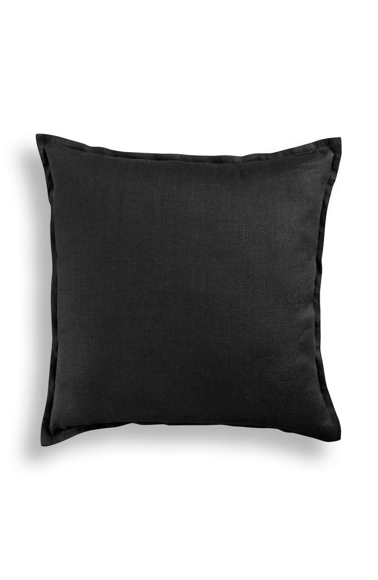 Solino Home Linen Pillow Cover Case with Invisible Zipper - Santa Barbara, Cushion Cover for Couch, Bed, Chair, Sofa Home Decor, Main, color, Black