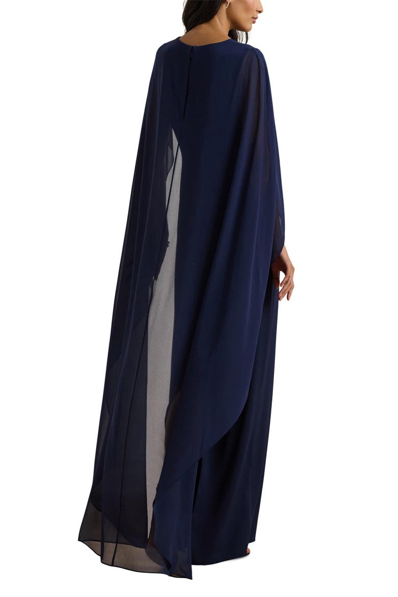 Lavati Capelet Gown, Alternate, color, NAVY BLUE