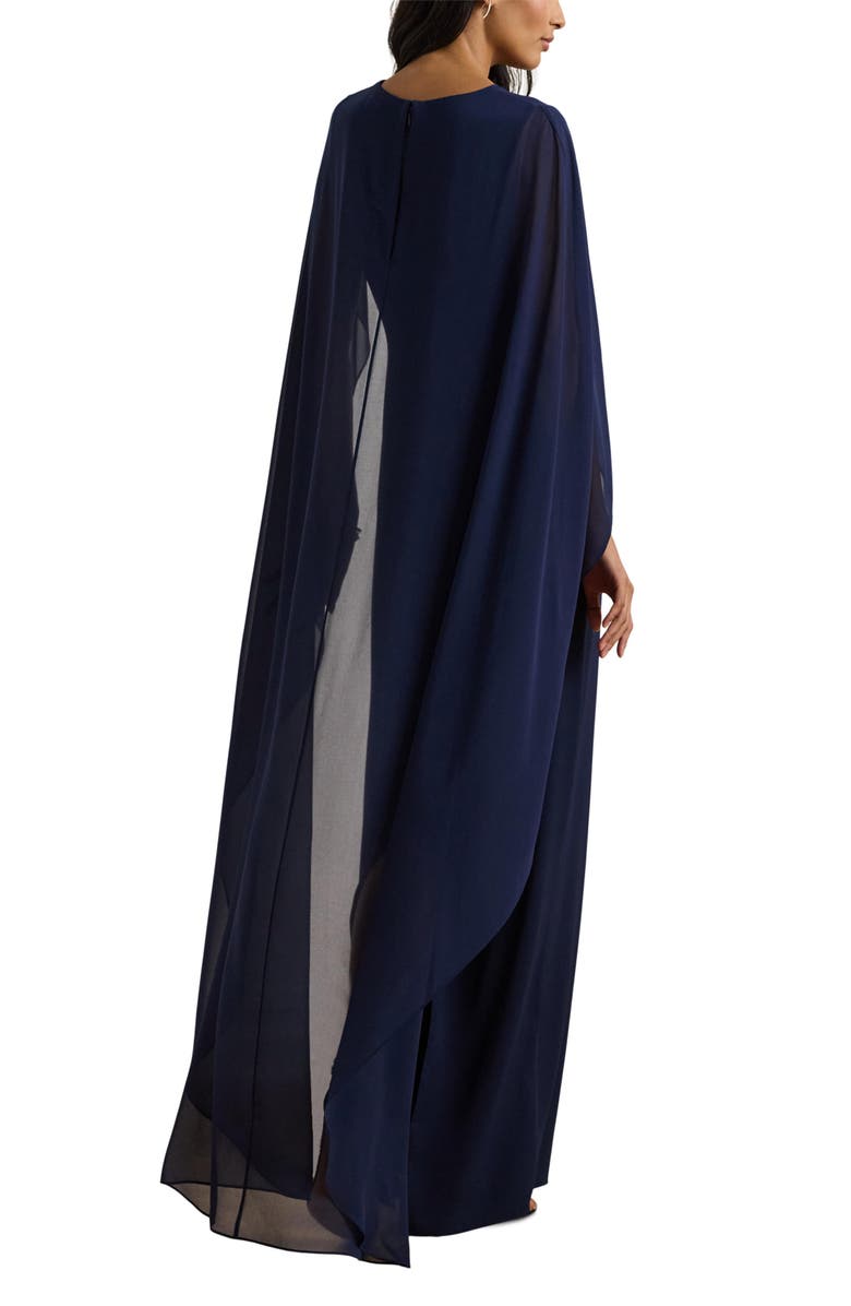 Lauren Ralph Lauren Lavati Capelet Gown, Alternate, color, Navy Blue