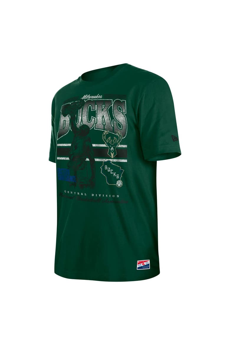 Men's New Era Hunter Green Milwaukee Bucks Enzyme Wash Oversized T-Shirt, Alternate, color, Hunter Green