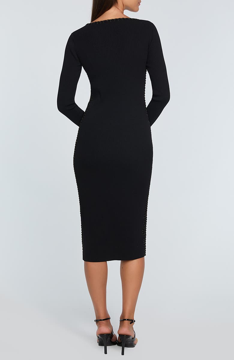 Elie Tahari The Maddie Metallic Whipstitch Detail Long Sleeve Midi Sweater Dress, Alternate, color, 