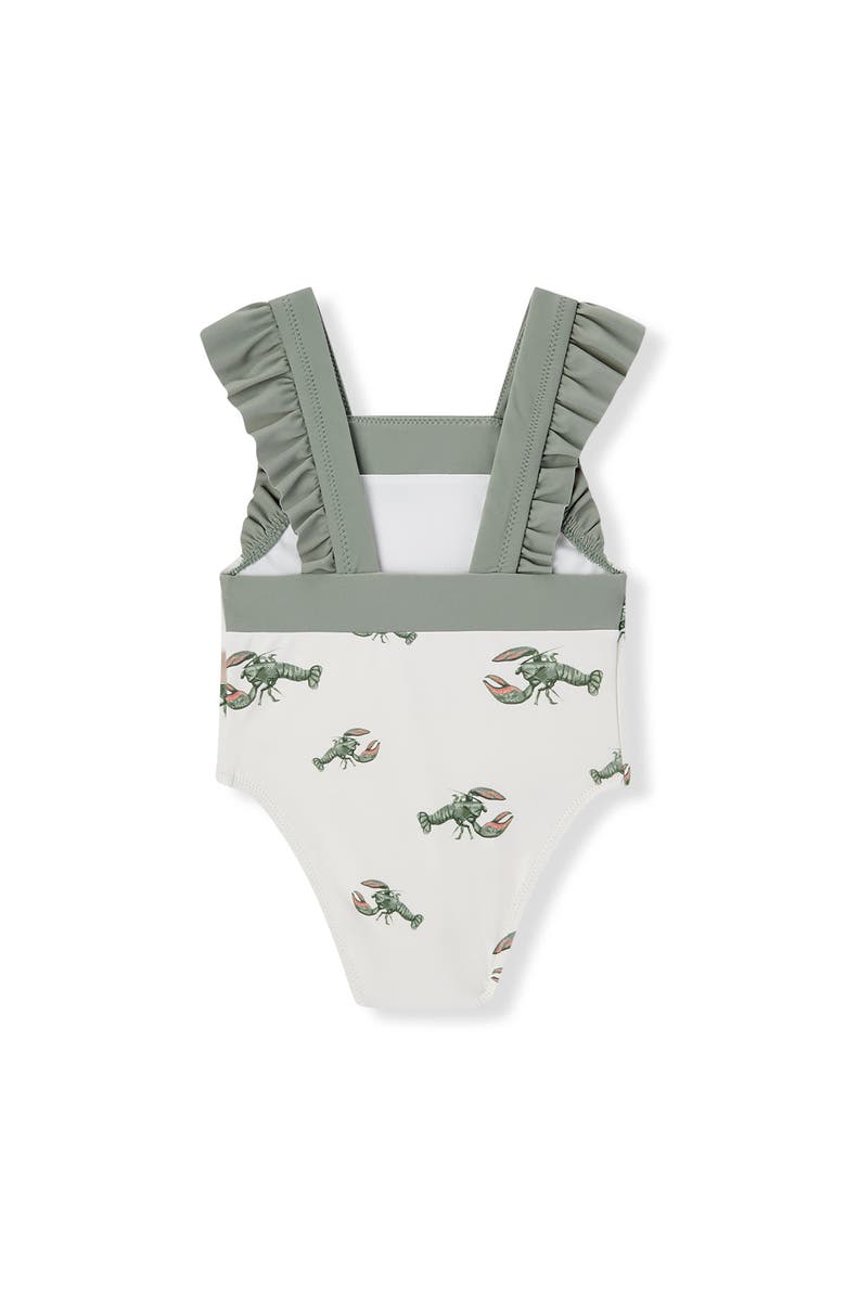 Milkbarn Ruffle Square Neck Swimsuit, Alternate, color, Mint Lobster
