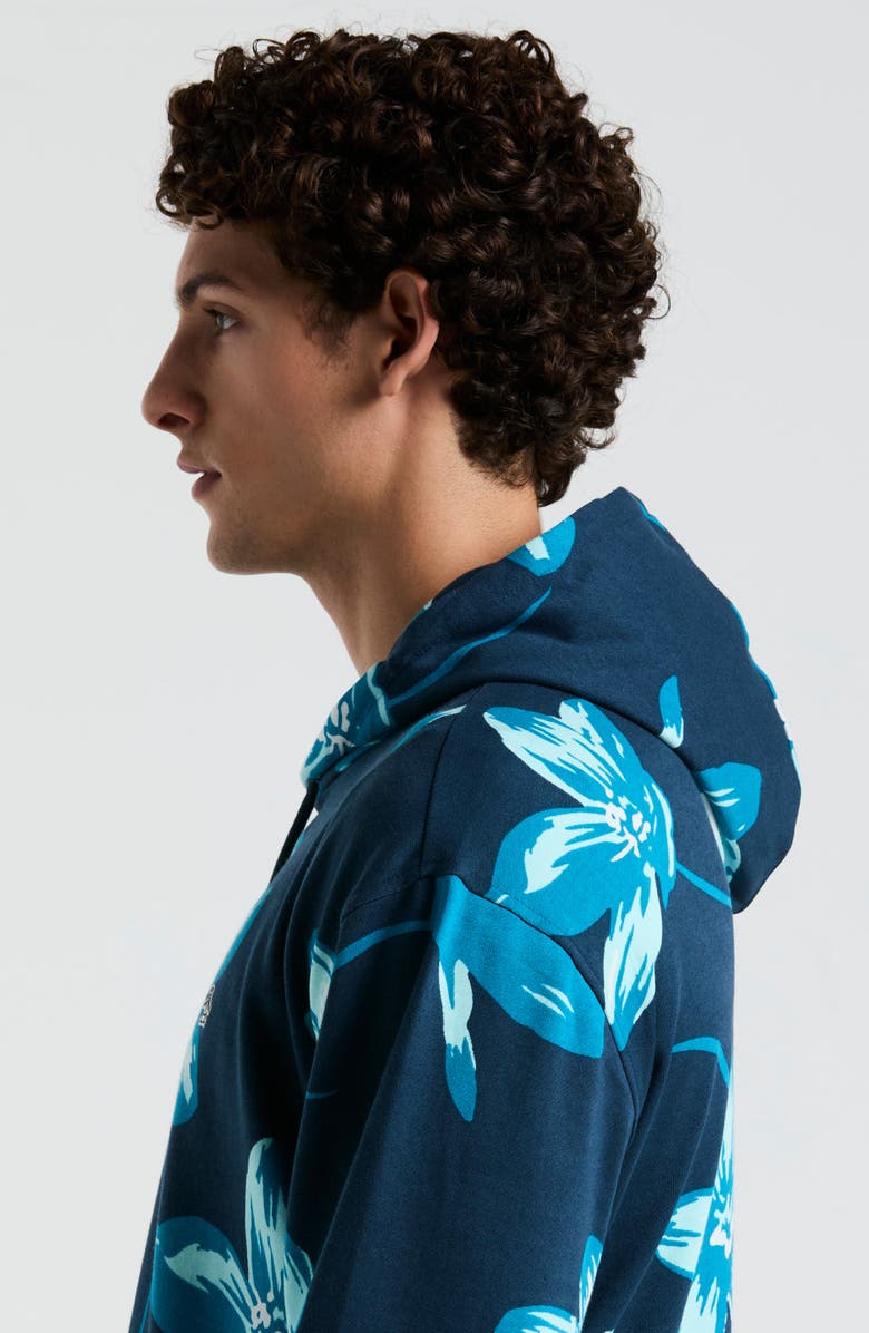 Original Penguin Floral French Terry Hoodie, Alternate, color, Blue Wing Teal