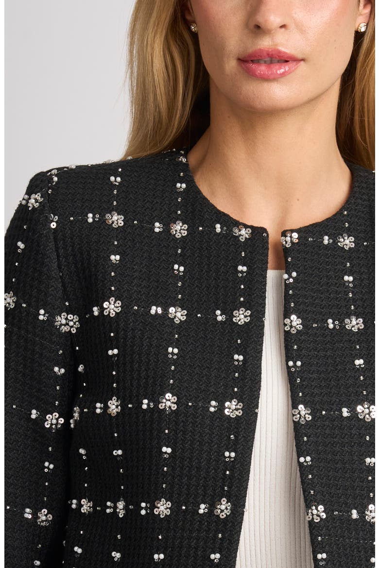 Noelle Sequin Short Jacket, Alternate, color, RICH BLACK