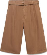 MANGO Belted Denim Longer Length Shorts