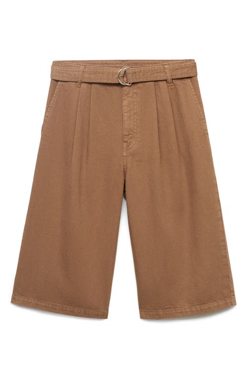 Mango Belted Denim Longer Length Shorts In Brown