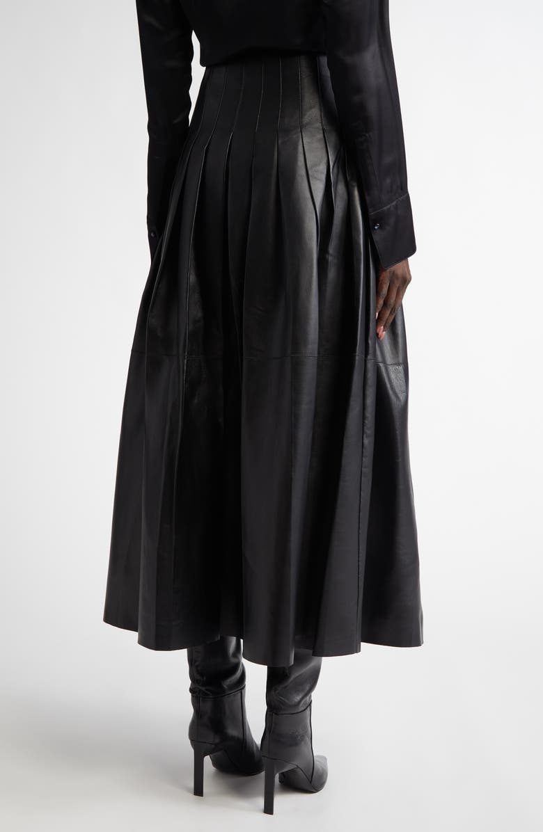 Altuzarra Frankie Pleated Lambskin Leather Skirt, Alternate, color, 