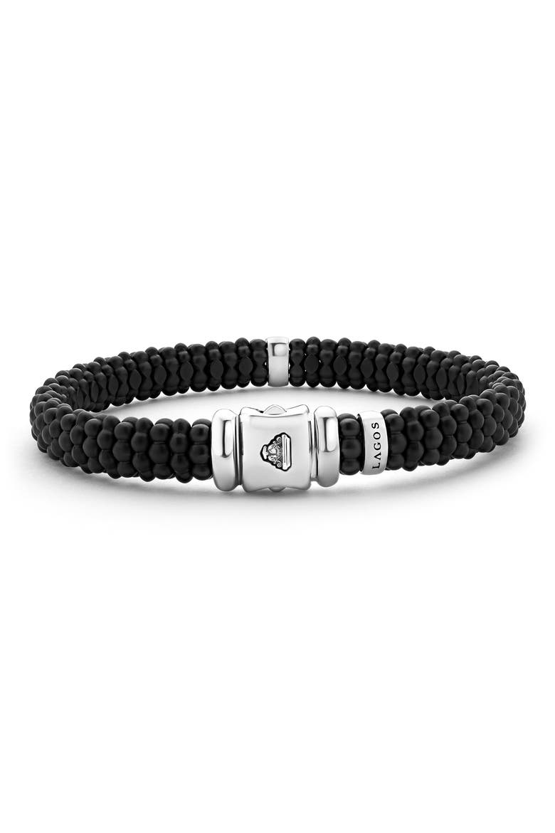 Black Caviar Pavé Diamond Station Bracelet, Alternate, color, BLACK