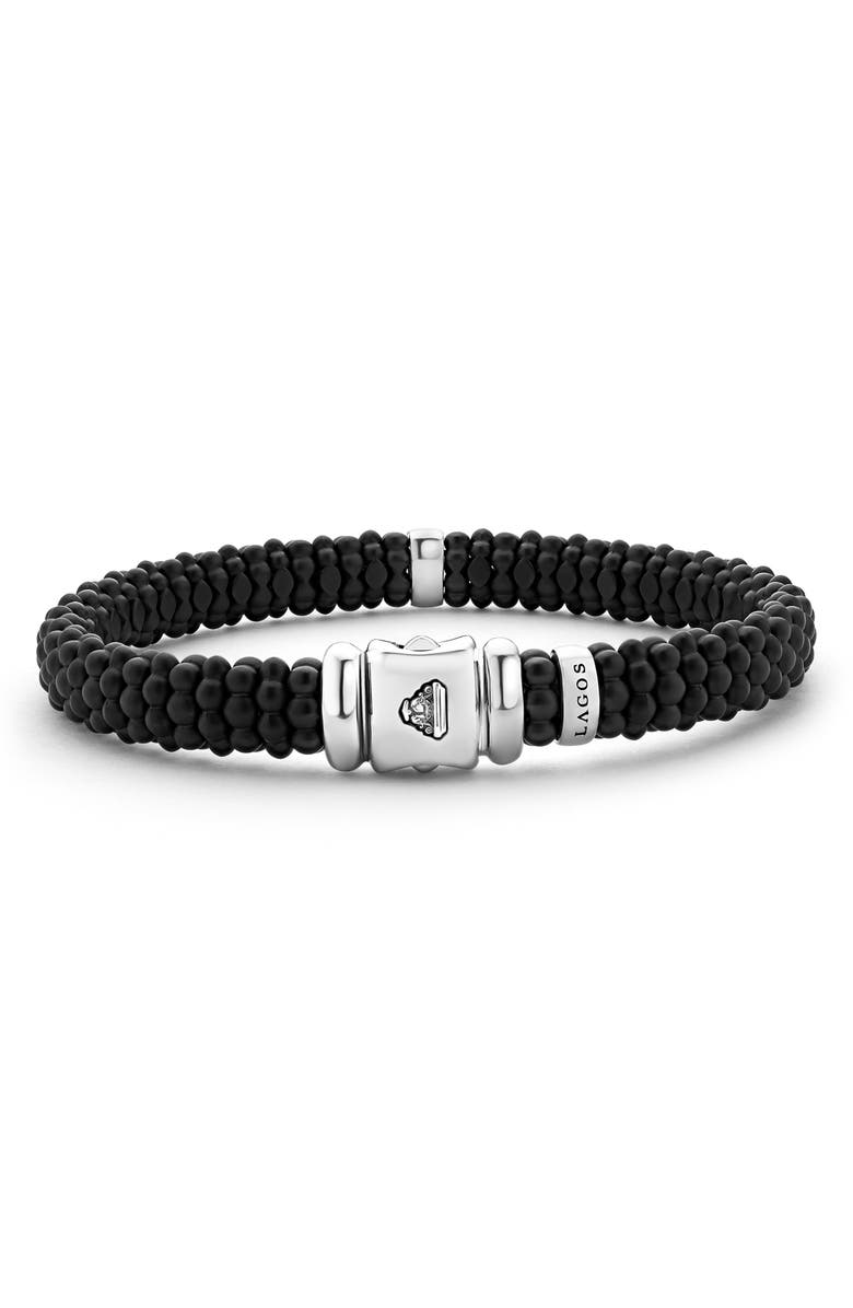LAGOS Black Caviar Pavé Diamond Station Bracelet, Alternate, color, Black