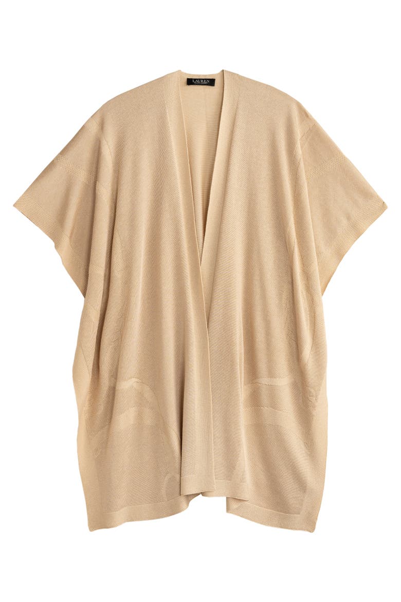 Matte Shine Belting Ruana, Main, color, Ivory Beige