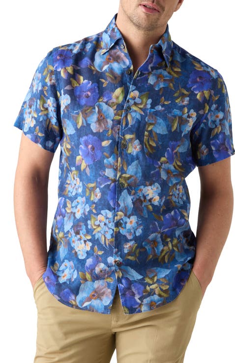 Morgan Printed Floral Linen Short Sleeve Shirt
