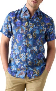 Robert Talbott Morgan Printed Floral Linen Short Sleeve Shirt