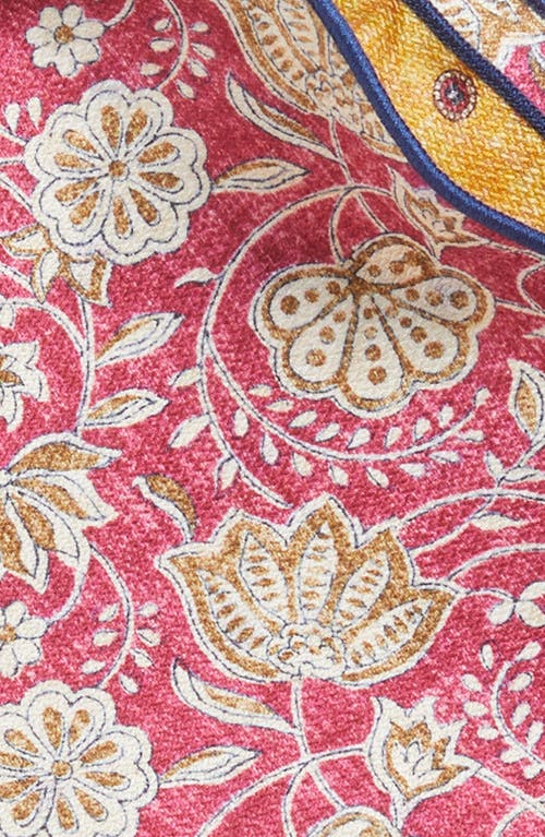 Edward Armah Floral & Neat Reversible Silk Pocket Circle In Magenta