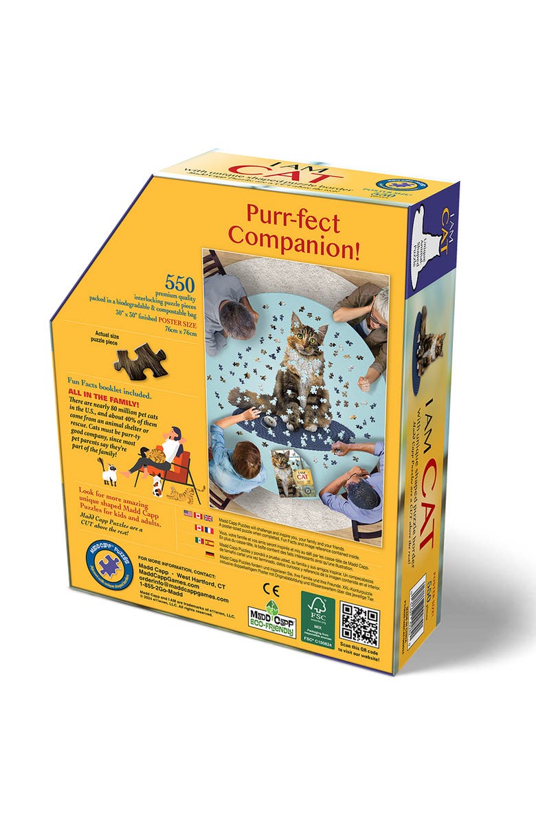 Madd Capp I Am Cat 550 Piece Puzzle Feline Shaped Animal Jigsaw, 30 X 30", Alternate, color, Multicolored