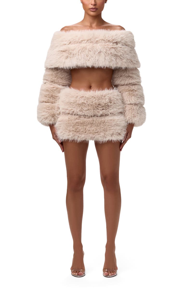 Naked Wardrobe Pelted Faux Fur Miniskirt, Alternate, color,