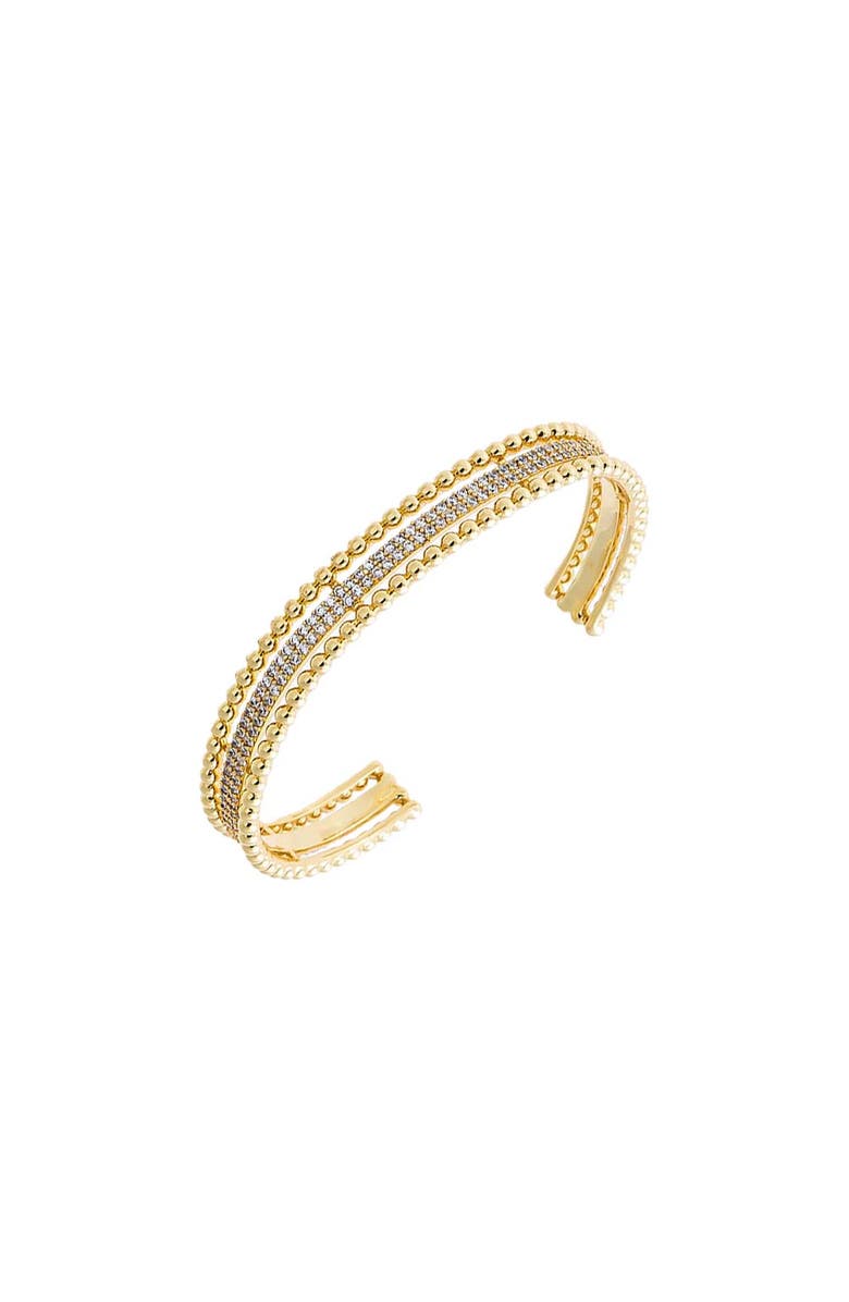 BY ADINA EDEN Beaded Multi Row Pavé Open Bangle, Alternate, color, Gold