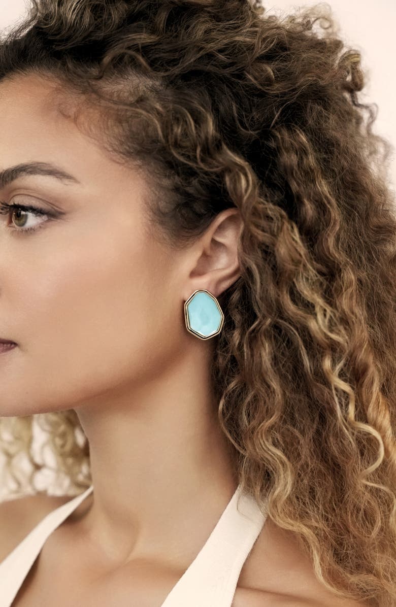 Ettika Seastone Stud Earrings, Alternate, color, Seafoam With Gold