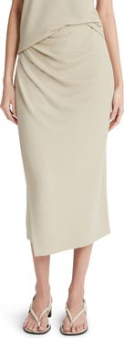 Vince Side Drape Knit Midi Skirt