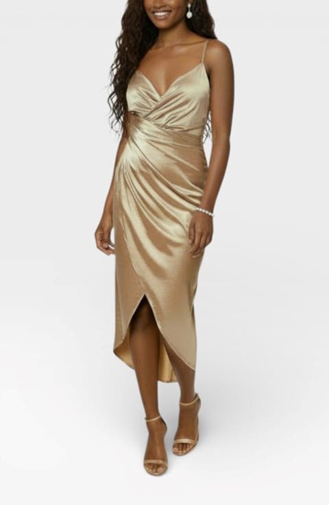 Bree Satin Wrap Midi Dress