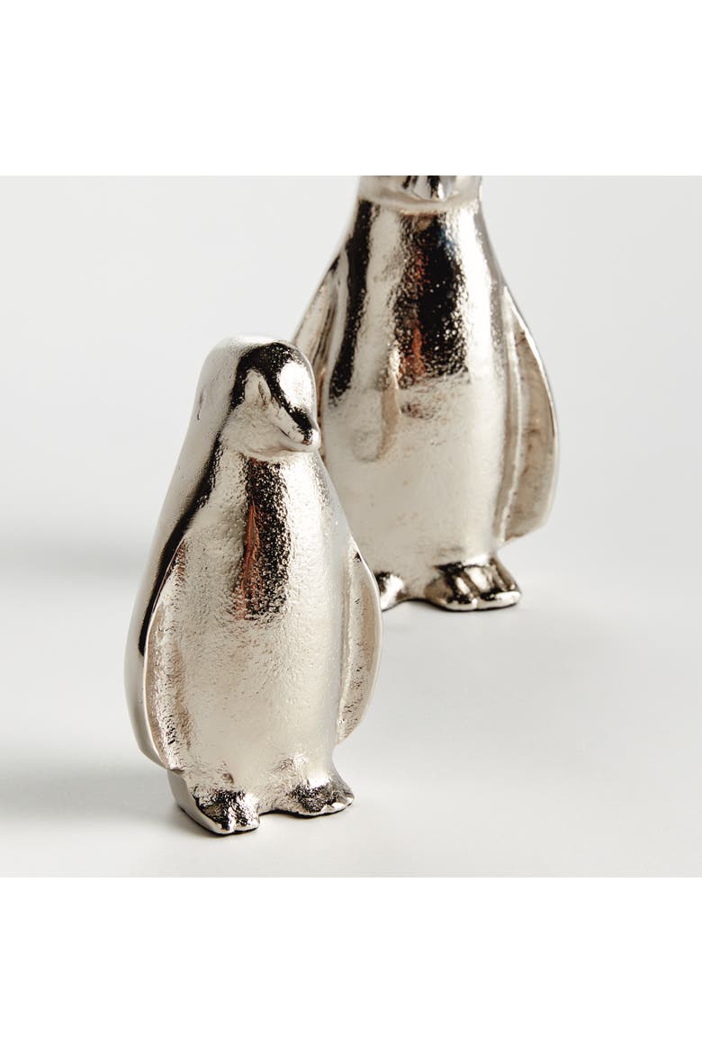 Penguin Pair - Silver Aluminum Sculptures, Set of 2, Alternate, color, Silver