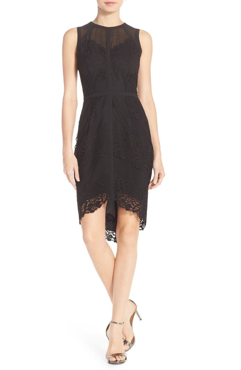 Adelyn Rae Lace, Mesh & Chiffon Sheath Dress, Alternate, color,