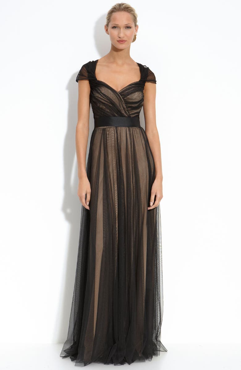 Tadashi Shoji Tulle Overlay Gown, Main, color,