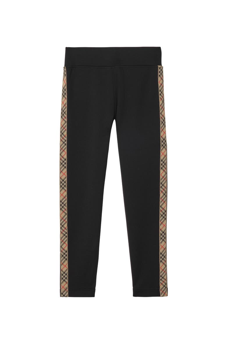 Burberry Check Trim Nylon Leggings, Main, color, Black