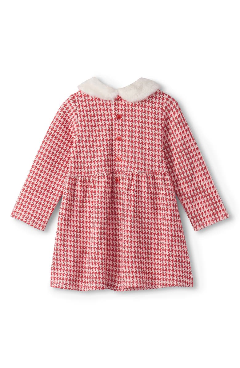 Hatley Red Houndstooth Dress with Faux Fur Trim, Alternate, color, Red