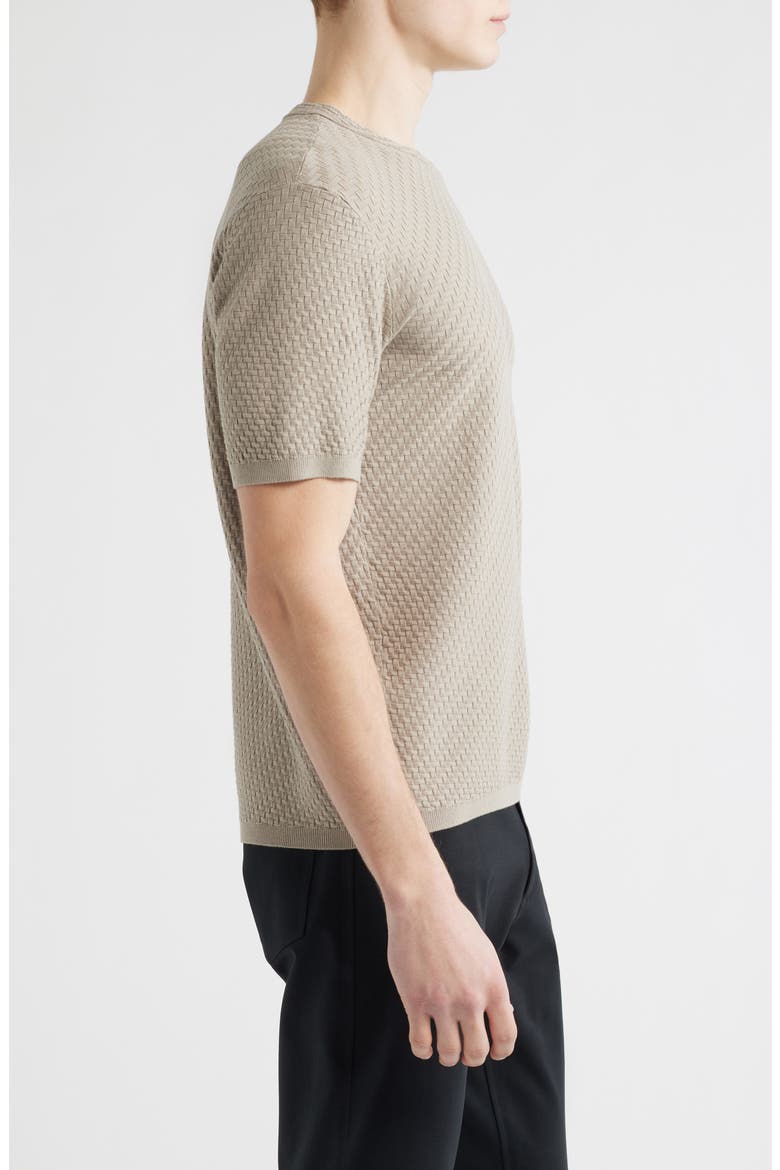 Short Sleeve Basket Stitch Sweater, Alternate, color, SOLID DARK BEIGE