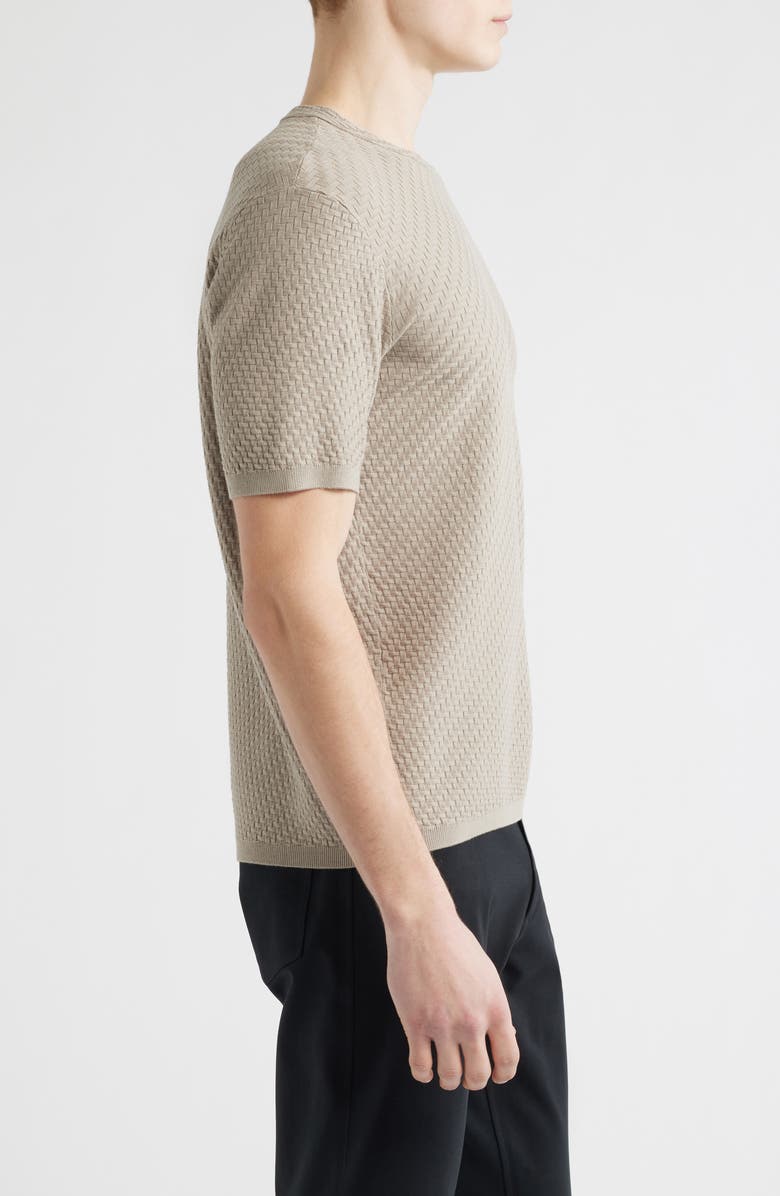 Emporio Armani Short Sleeve Basket Stitch Sweater, Alternate, color, Solid Dark Beige