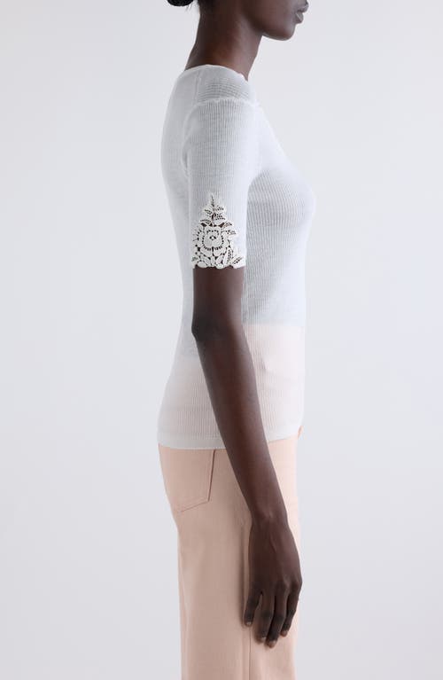 Shop Chloé Lace Trim Rib Top In Iconic Milk