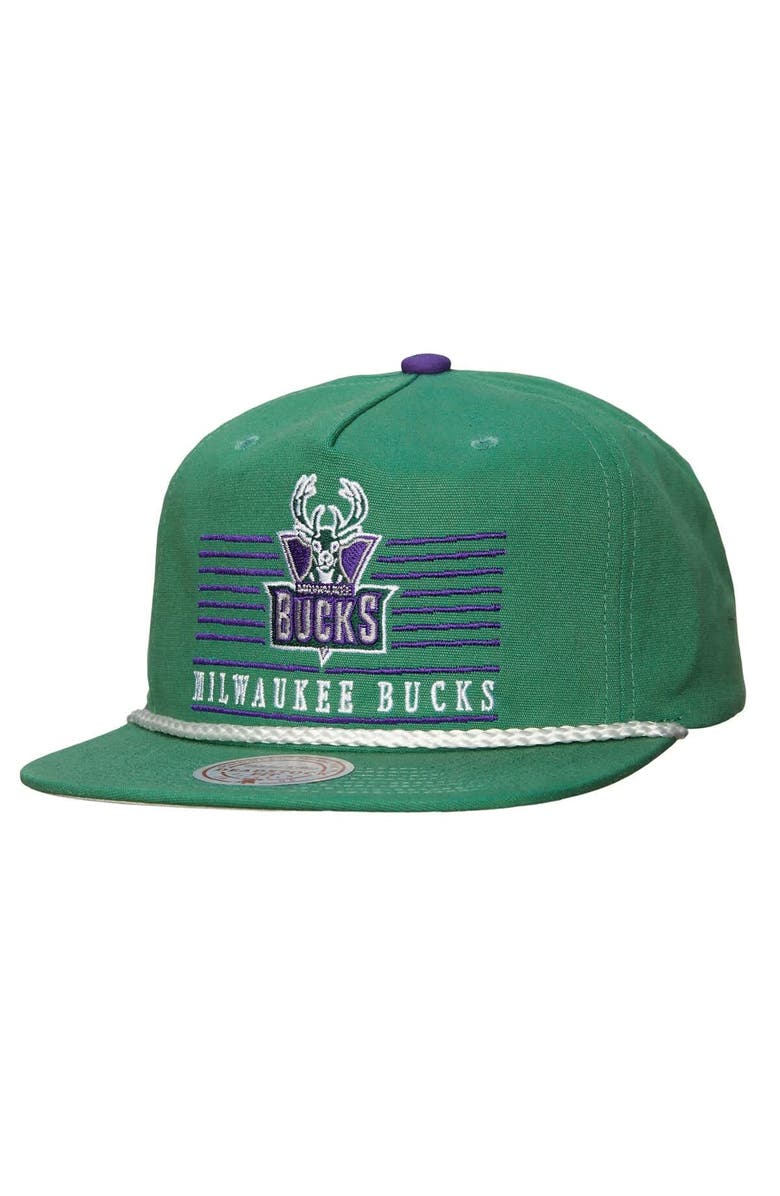 Mitchell & Ness Men's Mitchell & Ness Green Milwaukee Bucks Ascend Deadstock Snapback Hat, Main, color, Green