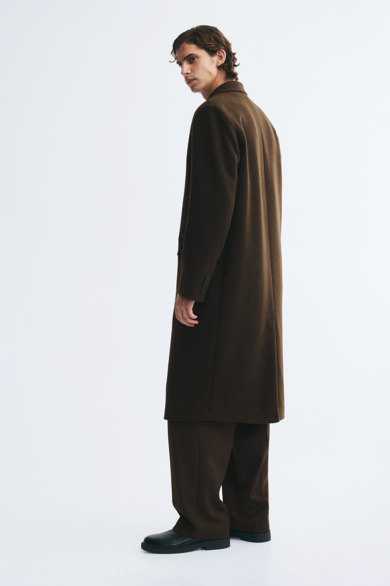 Double-breasted Wool-blend Coat, Alternate, color, Dark khaki green