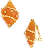 Kenneth Jay Lane Studded Shell Clip-On Earrings
