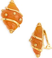 Kenneth Jay Lane Studded Shell Clip-On Earrings