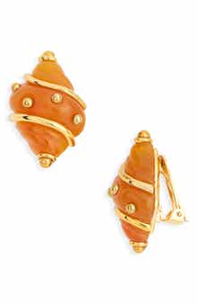 Kenneth Jay Lane Studded Shell Clip-On Earrings