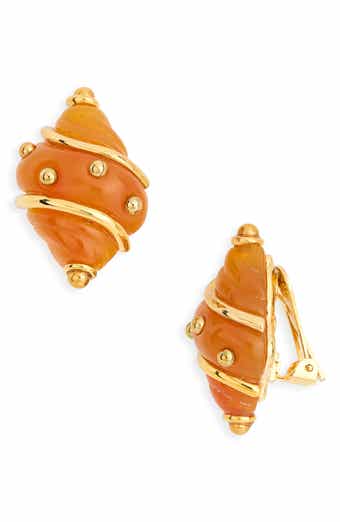 Kenneth Jay Lane Studded Shell Clip-On Earrings