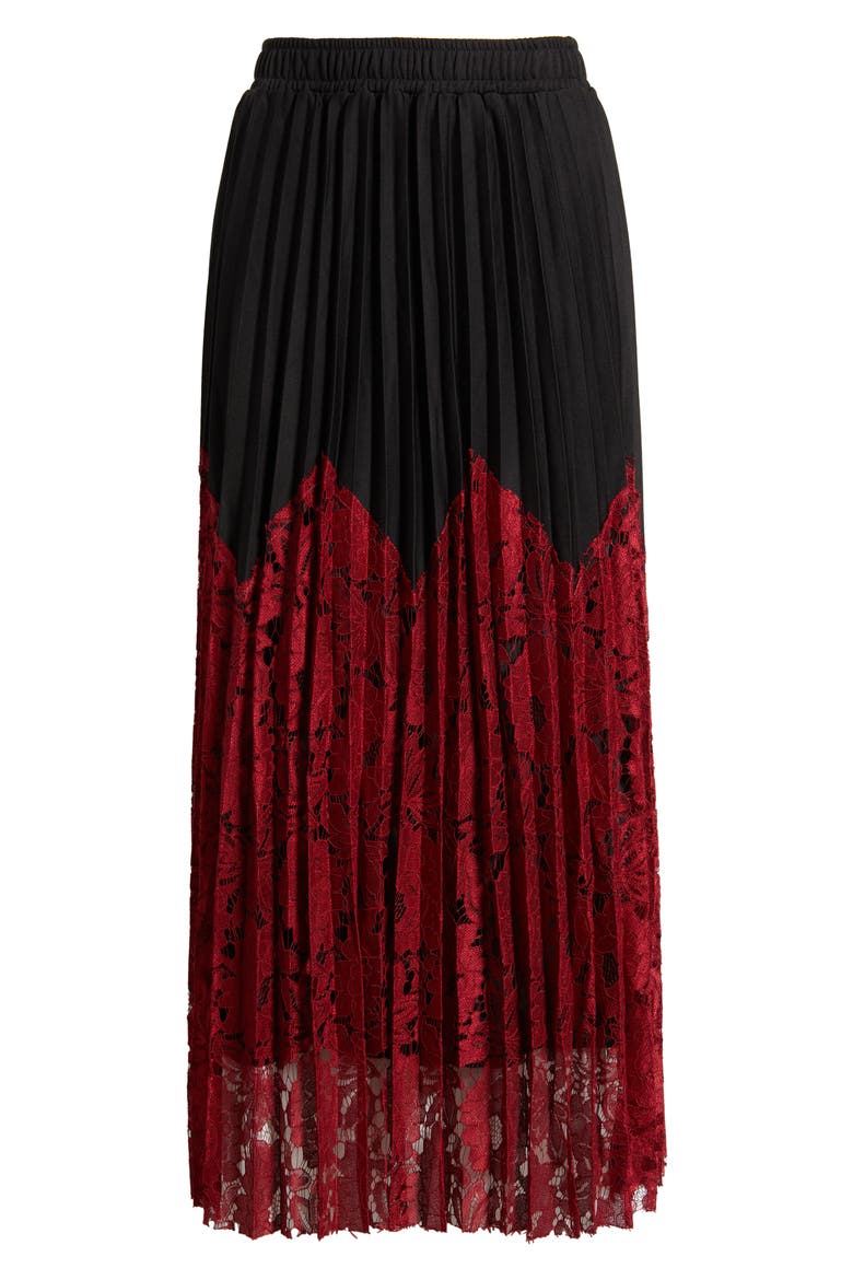 Renly Pleated Lace Skirt, Alternate, color, BURGUNDY