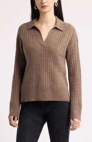 Nordstrom Wool & Cashmere Cable Polo Sweater