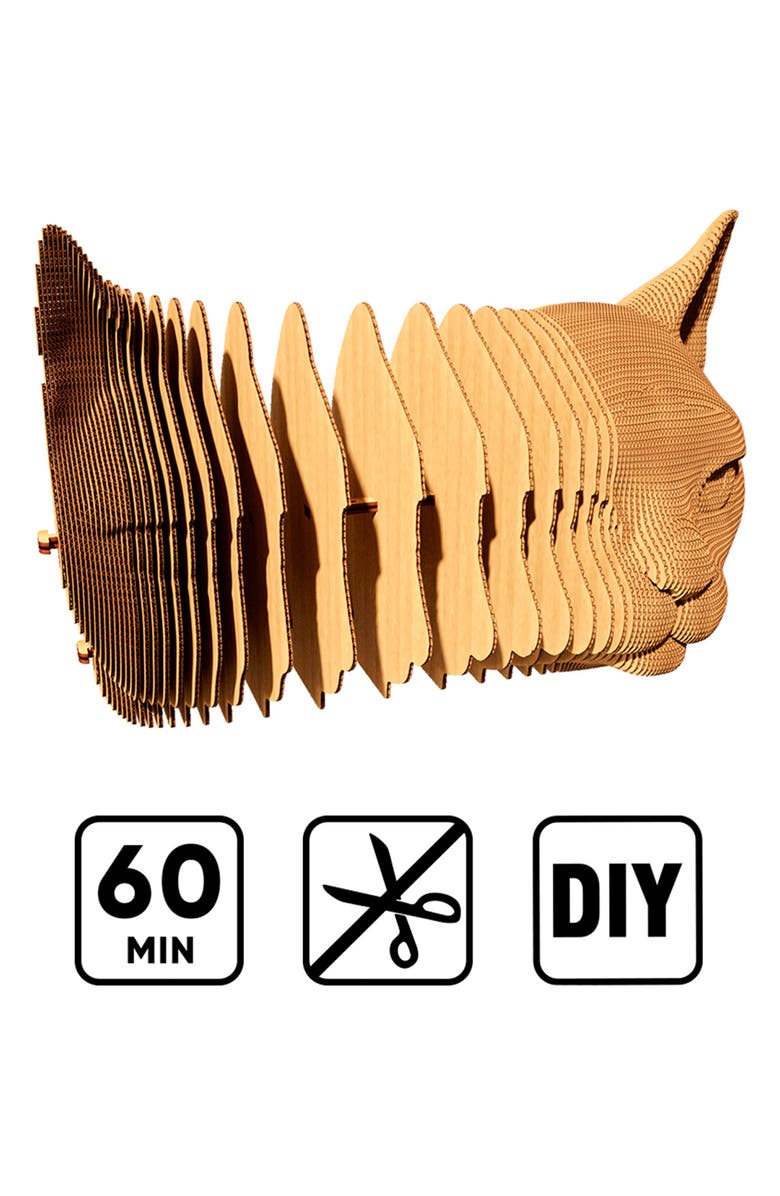 Cartonic 3D Cardboard Sculpture Puzzle, Alternate, color, Cat