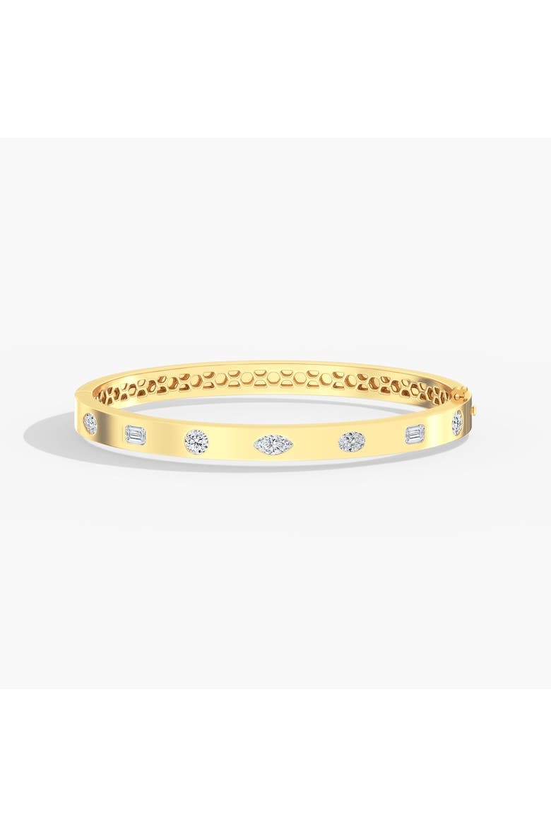 Multi-Shape Inlay Lab Diamond Bangle in 14K Gold, Main, color, Yellow Gold