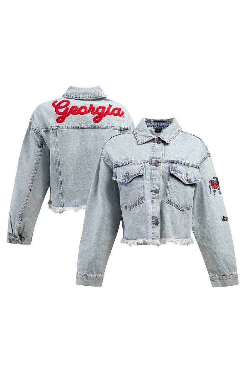 Hype and Vice Women's Hype and Vice Denim Georgia Bulldogs Lightwash Full-Button Jean Jacket, Main, color, Denim