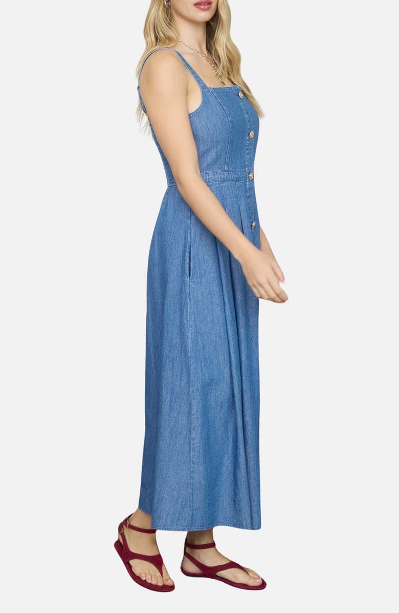 Blu Pepper Button Front Denim Midi Dress, Alternate, color, Light Denim