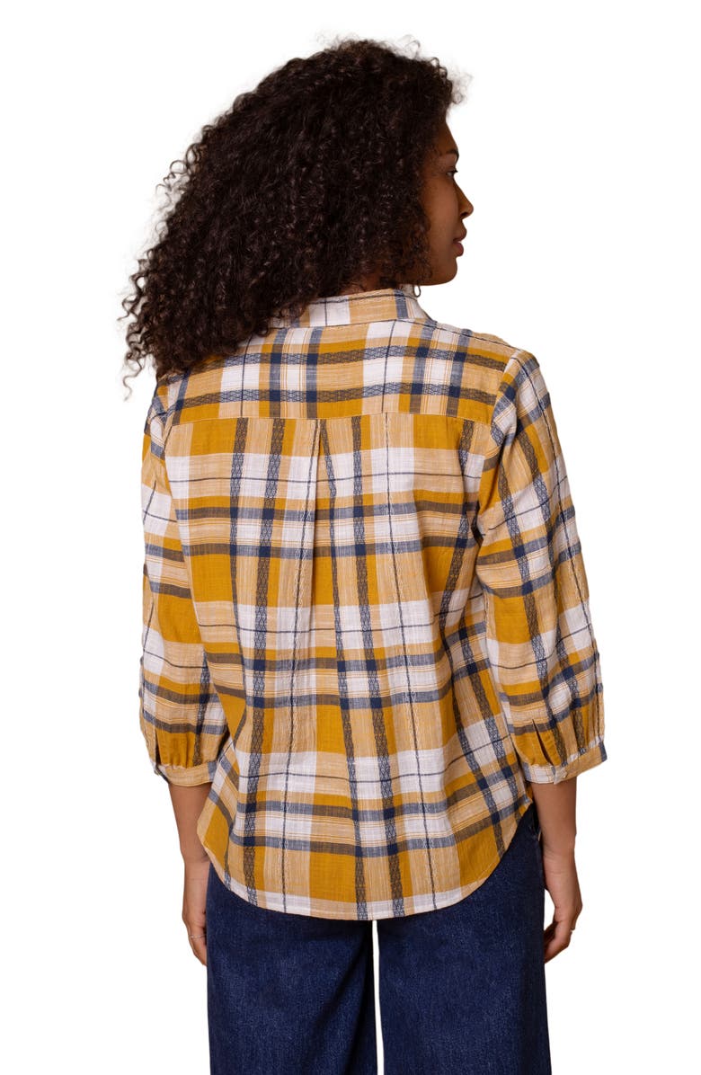 Celtic & Co. Peter Pan Collar Checked Blouse, Alternate, color, Yellow Large Check