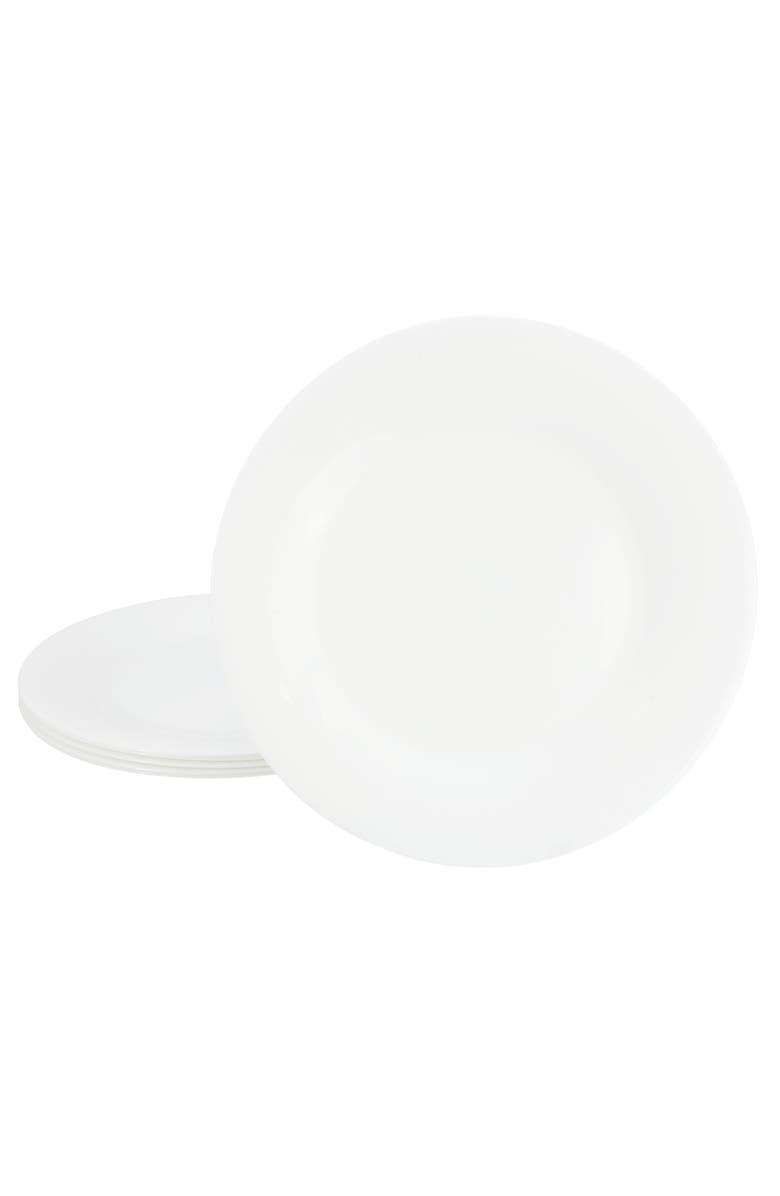 Gibson Ultra White Shadow 6 Piece 10 Inch Opal Glass Dinner Plate Set, Main, color, White