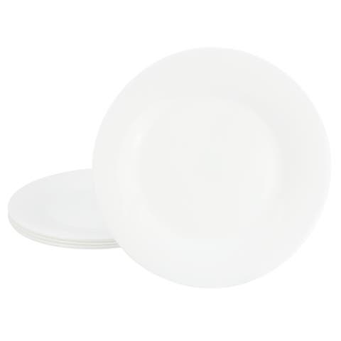 Ultra White Shadow 6 Piece 10 Inch Opal Glass Dinner Plate Set